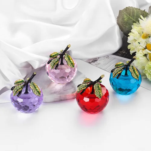 Miniatura 6 de Figura de manzana de cristal de Vie jeune, pisapapeles de estatua hecha a mano, adorno para decoración del hogar, artesanías de cristal