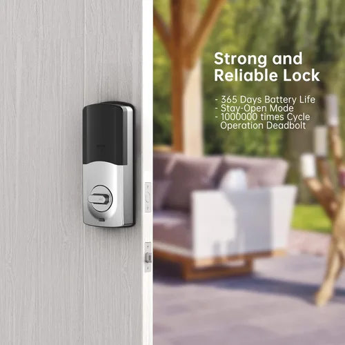 Miniatura 7 de Manija de cerradura de puerta de entrada sin llave: SMONET Smart Front Door Lock Set Alexa Deadbolt Cerraduras con mango Bluetooth Teclado digital