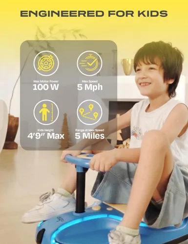 Miniatura 3 de Coche eléctrico oscilante aigo - Coche eléctrico de 21.6V para niños con pedal y asa de tracción, coche oscilante de 3 velocidades, coche de Azul
