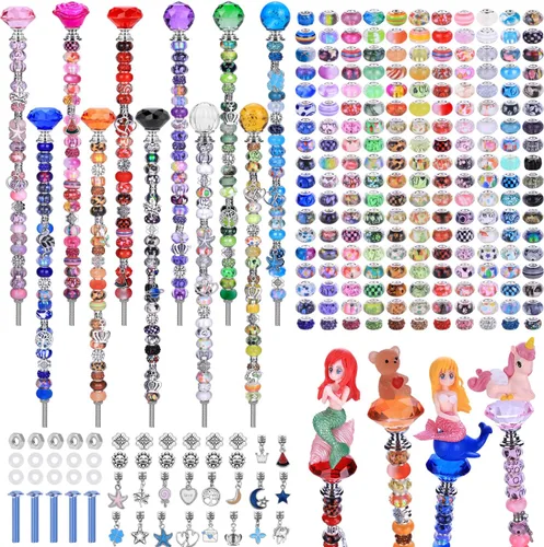 Miniatura 22 de Kit de 158 piezas de varitas de hadas de bricolaje para jardín, múltiples esquemas de color con cuentas europeas, cristales y puntas de diamante