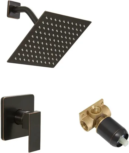 Miniatura 12 de Juego de llave de regadera dorada cepillada, sistema de regadera de lluvia para baño con cabezal de regadera de lluvia de acero inoxidable, kit