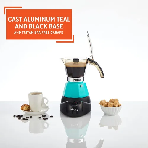 Miniatura 4 de IMUSA Cafetera Eléctrica de Espresso de 3 o 2 Tazas, Verde Azulado