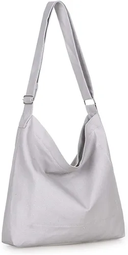 Miniatura 14 de Covelin - Bolsa de hombro informal de lona para mujer, estilo bohemio y retro, bolsa de mano, bolso cruzado, tamaño grande