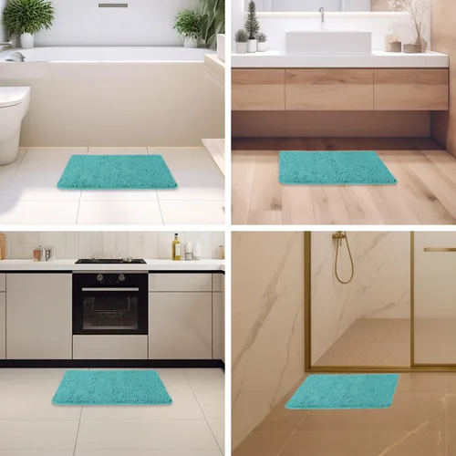 Miniatura 445 de Alfombra de baño pequeña de 12 x 18 pulgadas, lavable y absorbente, antideslizante, alfombra de baño de felpilla gruesa y suave para baño, ducha