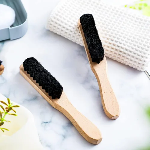 Miniatura 6 de 3 piezas de cepillo de manchas de lavandería cepillo de cerdas suaves muebles de terciopelo con mango de madera herramienta de manchas para limpieza