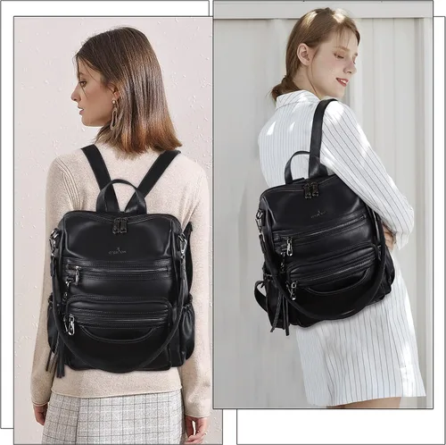 Miniatura 59 de Bolsos mochila monedero de piel sintética para mujer, bolsas con zíper, mochilas de hombro casuales