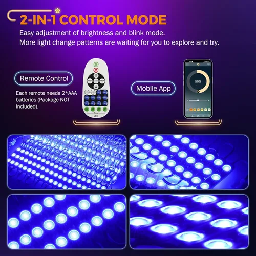 Miniatura 6 de BEAMNOVA Kit de luces comerciales azules de 100 pies, control remoto o de aplicación Bluetooth, transformador de fuente de alimentación de CA de 120