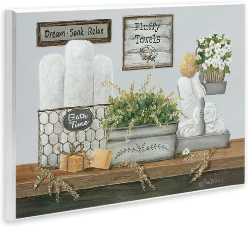 Miniatura 2 de Stupell Industries Country Washroom - Placa de pared para toalla de baño, 15 x 10 pulgadas, color azul