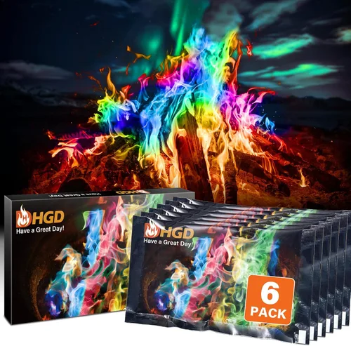 HGD (Paquete de 6) Paquetes de cambio de color de fuego de campamento mágico para fogata, chimenea interior/exterior, hoguera - llama mágica de arco
