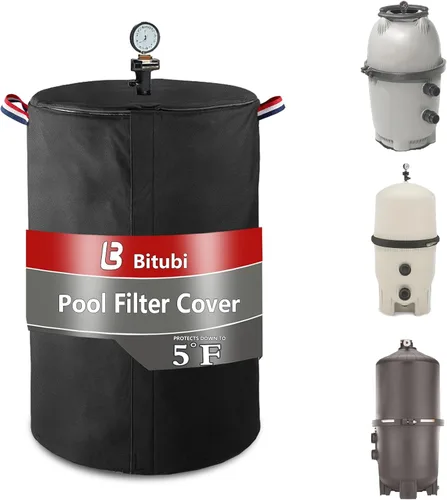 Miniatura 11 de Bitubi Cubierta de invierno para bomba de filtro de arena con forro de felpa, cubierta impermeable para bomba de piscina, protege de la nieve severa