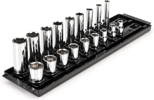 Miniatura 8 de TEKTON Juego de llaves de vaso de 6 puntos con rieles y bandeja, 30 piezas (1/4-1 pulg.) SHD91209