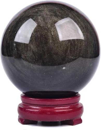 Miniatura 34 de JIC Gem Esfera grande de cristal Chevron de amatista con cristales curativos de curación con soporte de madera para meditación y decoración