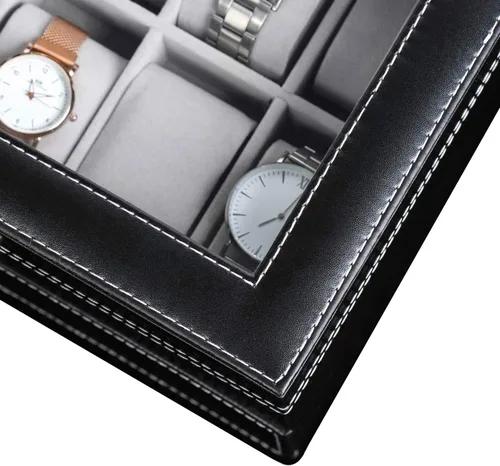 Miniatura 6 de BASTUO Caja de reloj para hombres 20 relojes organizador con funda de almacenamiento de reloj de piel sintética, organizador de colección de joyas