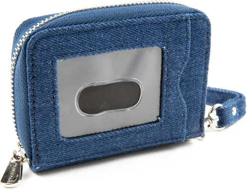 Miniatura 5 de Cartera de cuero RFID tarjeta de efectivo moneda embrague acordeón para mujer, Mezclilla azul, Denim