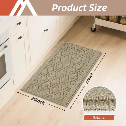 Miniatura 2 de COSY HOMEER Tapete de cocina antideslizantes, absorbentes para el piso, alfombra de cocina lavable, tapete de pie para fregadero, alfombra de Beige
