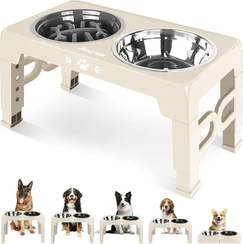 Miniatura 10 de Jovrun Cuencos Elevados para Perros, Comedero para Perros con Platos de Acero Inoxidable y Cuenco de Alimentación Lenta, Soporte Elevado Ajustable
