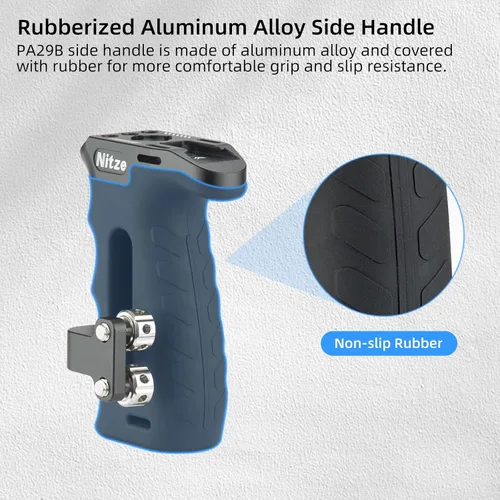 Miniatura 4 de Nitze Mango lateral ergonómico con tornillos de 1/4 pulgadas, ajustable arriba/abajo e izquierda/derecha, mango lateral de aluminio de goma