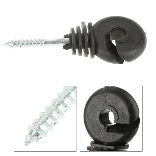 Miniatura 8 de 50 unids/set negro tornillo en anillo aislantes, accesorios eléctricos aislantes de cerca, aislantes, para poste de madera