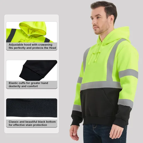 Miniatura 3 de ProtectX Hi Vis - Sudadera con capucha para hombres y mujeres, de alta visibilidad, reflectante, con bolsillos, para construcción, trabajo, clase 3