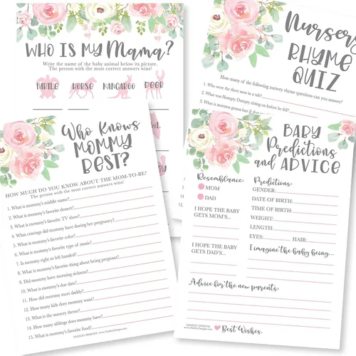 Miniatura 12 de Hadley Designs Juegos de baby shower para 20 invitados – Animales del bosque que conocen a mamá mejores juegos de baby shower para niñas, bromas