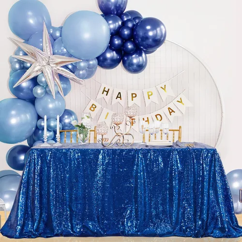 Miniatura 62 de B-COOL Mantel de lentejuelas de 60 x 102 pulgadas, mantel de cumpleaños rectangular azul bebé, brillante, duradero, boda, fiesta, restaurante
