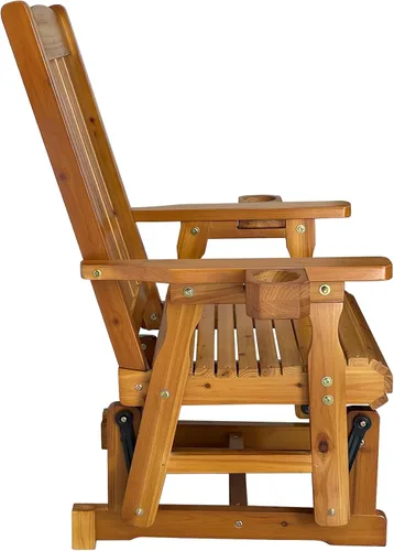 Miniatura 8 de Fortune Candy Planeador de madera para patio para una persona, con respaldo alto y asiento contorneado profundo, madera de abeto maciza, resistente