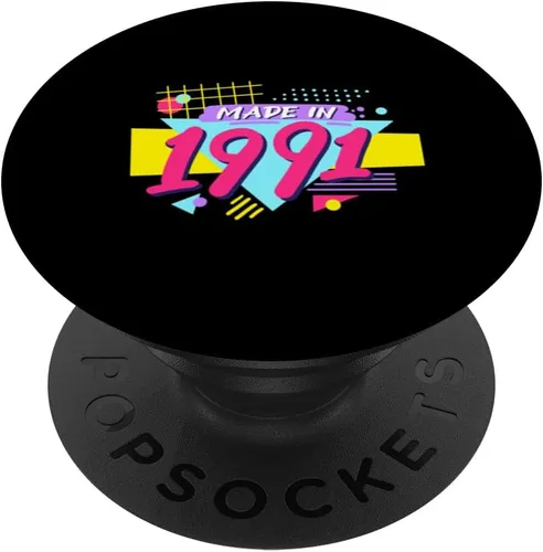 Miniatura 6 de Made in 1991 90s Nostalgia Retro Vintage 1990s 33rd Birthday PopSockets MagSafe PopGrip for iPhone
