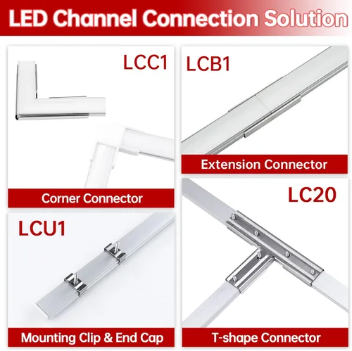 Miniatura 4 de Muzata Paquete de 20 conectores de extensión para canal LED para Muzata U1SW U101 U107 U108 0.669 in de ancho en forma de U canal LED para una