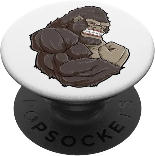 Fitness Grip Gorilla At the Gym - Musculación de pesas para entrenamiento - PopSockets Grip y Stand para teléfonos y tabletas