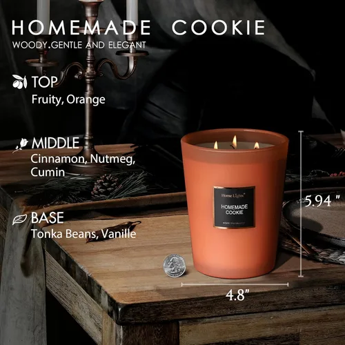 Miniatura 3 de HomeLights - Velas perfumadas, tarro grande de aromaterapia, cera de soja natural, regalo de 130 horas de combustión, galleta casera