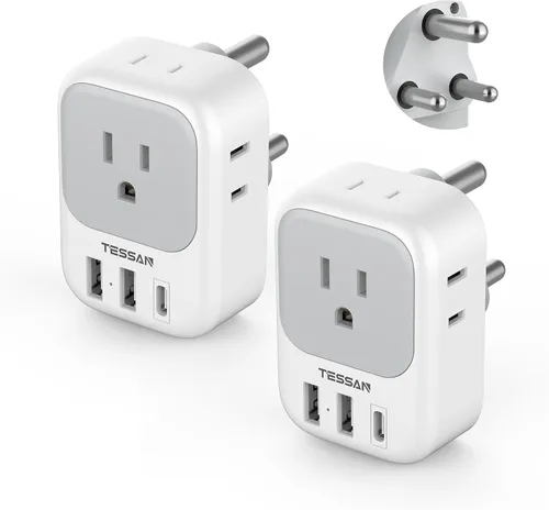 Miniatura 15 de Adaptador de enchufe de viaje para Italia, paquete de 2, adaptador de corriente TESSAN Italia con 4 tomacorrientes, 3 cargadores USB