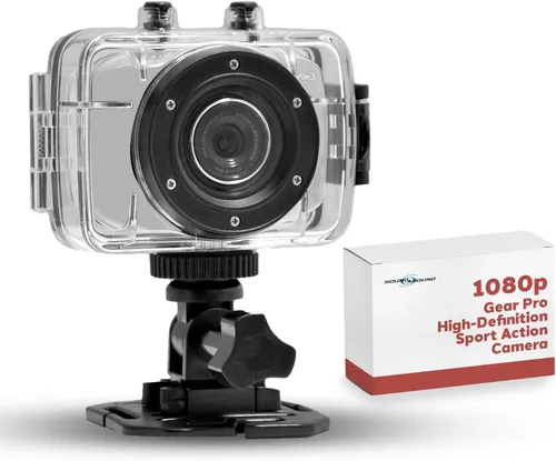 Pyle Mini cámara de acción deportiva HD - Cámara HD de 5.0 MP con pantalla táctil de 2 pulgadas, USB, ranura para tarjeta SD, batería recargable -