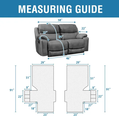 Miniatura 2 de H.VERSAILTEX Funda de sofá reclinable 100% impermeable con bolsillo para 2 asientos, antideslizante, suave, lavable, protector de muebles