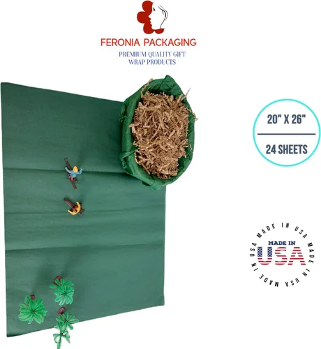 Miniatura 3 de Cuadrados de papel de seda verde bosque, 24 hojas a granel, papel de regalo premium y suministros de arte para cumpleaños, vacaciones o regalos por