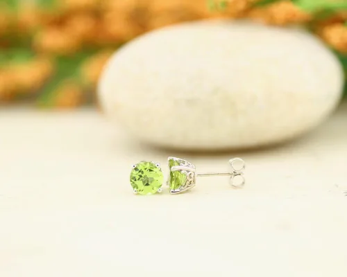 Miniatura 3 de Aretes de oro blanco macizo de 14 quilates, 0.236 in redondos cada uno