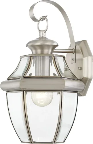 Miniatura 2 de Livex Lighting 2151-91 Monterey - Farol de pared de latón macizo con acabado de níquel cepillado para exteriores, 13 x 8.5 x 8.25 pulgadas