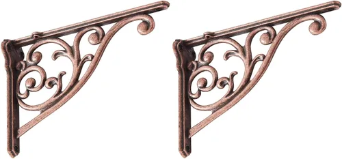 Miniatura 29 de Soportes de estante de 4 pulgadas, paquete de 4 soportes de pared de latón antiguo de alta resistencia, estantes decorativos de cocina victoriana