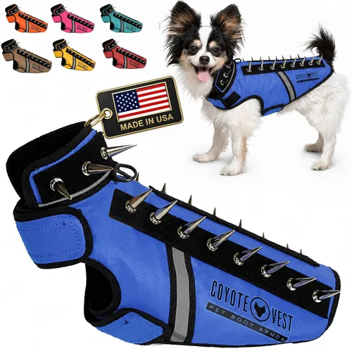 CoyoteVest SpikeVest - Chaleco de arnés para perro, accesorios reflectantes para perros con púas para proteger a tu mascota de ataques de Raptor y