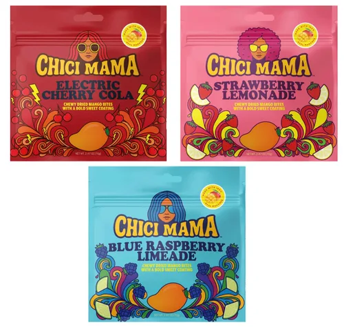 Miniatura 11 de Chici Mama Blue Raspberry Limeade - Bocadillos de mango, paquete de 2 – Hecho con mango real Golosinas masticables y jugosas alternativas Sin