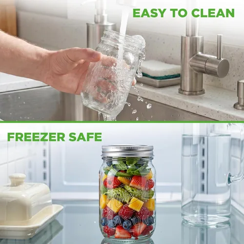 Miniatura 7 de NutriChef 16 oz. Wide Mouth Mason Jars 12 Pcs Glass Food Storage Containers with Lids for Meal Prep, Jam, Honey & Crafts Reusable Canning