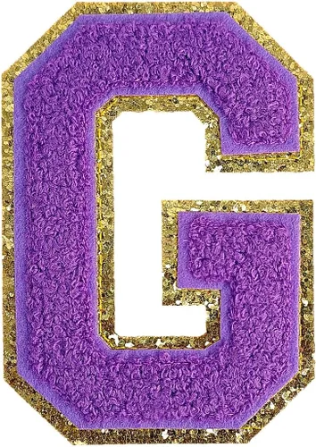 Miniatura 75 de GYGYL - 3 parches de letras deportivas de felpilla con purpurina, parches para planchar de tamaño grande para decoración de disfraces