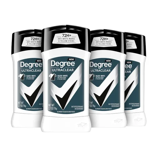 Degree Desodorante antitranspirante UltraClear para hombre, color negro y blanco, protección contra el sudor y el olor de 72 horas, antitranspirante