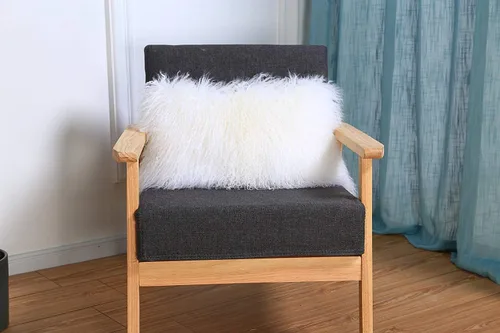 Miniatura 5 de Seek4comfortable 2 fundas de almohada de piel de cordero tibetano mongol, funda de cojín blanca, 12 x 20 pulgadas Blanco