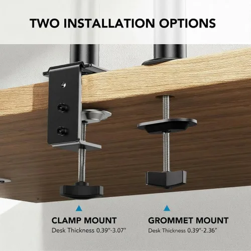Miniatura 6 de HUANUO Soporte de monitor ajustable, soporte de escritorio de un solo brazo para pantalla de 32 pulgadas y portátil de 17 pulgadas, soporte