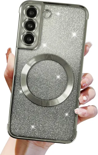 Miniatura 12 de Funda magnética con purpurina para Samsung Galaxy S21 Fe, funda de lujo de protección completa con protector de lente de cámara, antiarañazos, a