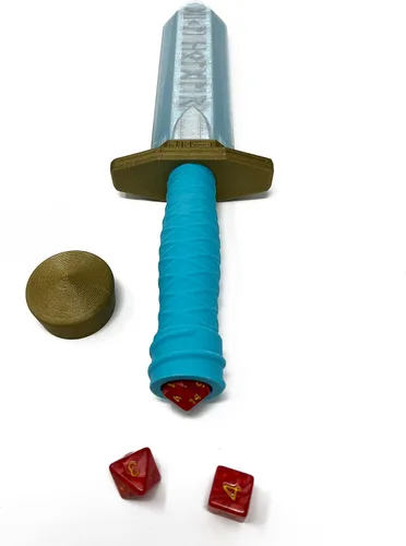 Miniatura 4 de MunnyGrubbers - Soporte para dados de daga de espada - (Juego de 7 dados D20 aleatorios incluidos) - Almacenamiento de dados poliédricos Mármol