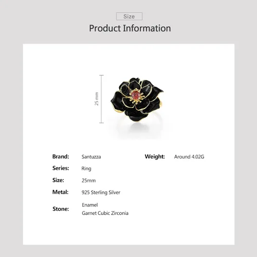 Miniatura 4 de Santuzza Anillo de plata de ley 925 con diseño de flores esmaltadas para mujer