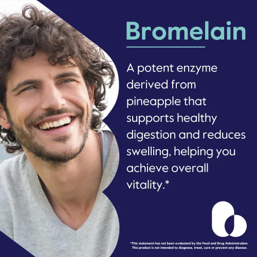 Miniatura 2 de Bromelina 500 mg (2400 GDU/gramo) (120 cápsulas vegetarianas) - Sin estearatos - Vegano - Sin gelatina - Sin sílice - Sin OMG - Sin gluten