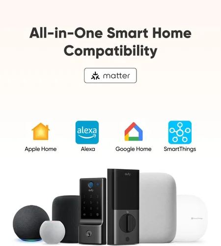 Miniatura 10 de eufy Smart Lock E31, cerradura inteligente para puerta con entrada sin llave y huella dactilar compatible con el ecosistema Apple Home, para puerta