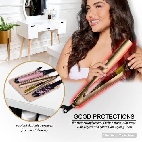 Miniatura 4 de Alfombrilla de viaje de silicona resistente al calor de 11 x 7.5 pulgadas para herramientas de peinado del cabello, alisadores de cabello, Rosa rubor